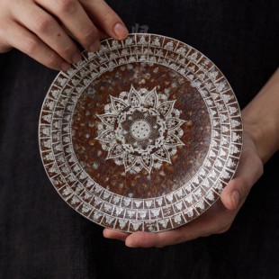 归鸿 古朴储水粗陶干泡台壶承千佛鎏银茶承托盘小茶盘精致小果盘