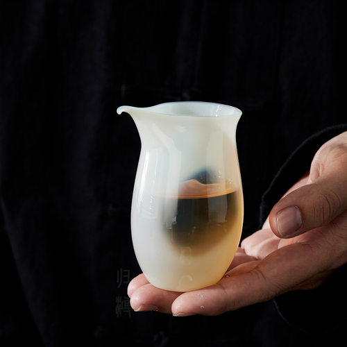 归鸿纯手工吹制熏银公道分茶杯耐热玻璃家用公杯泡茶杯匀茶杯茶海