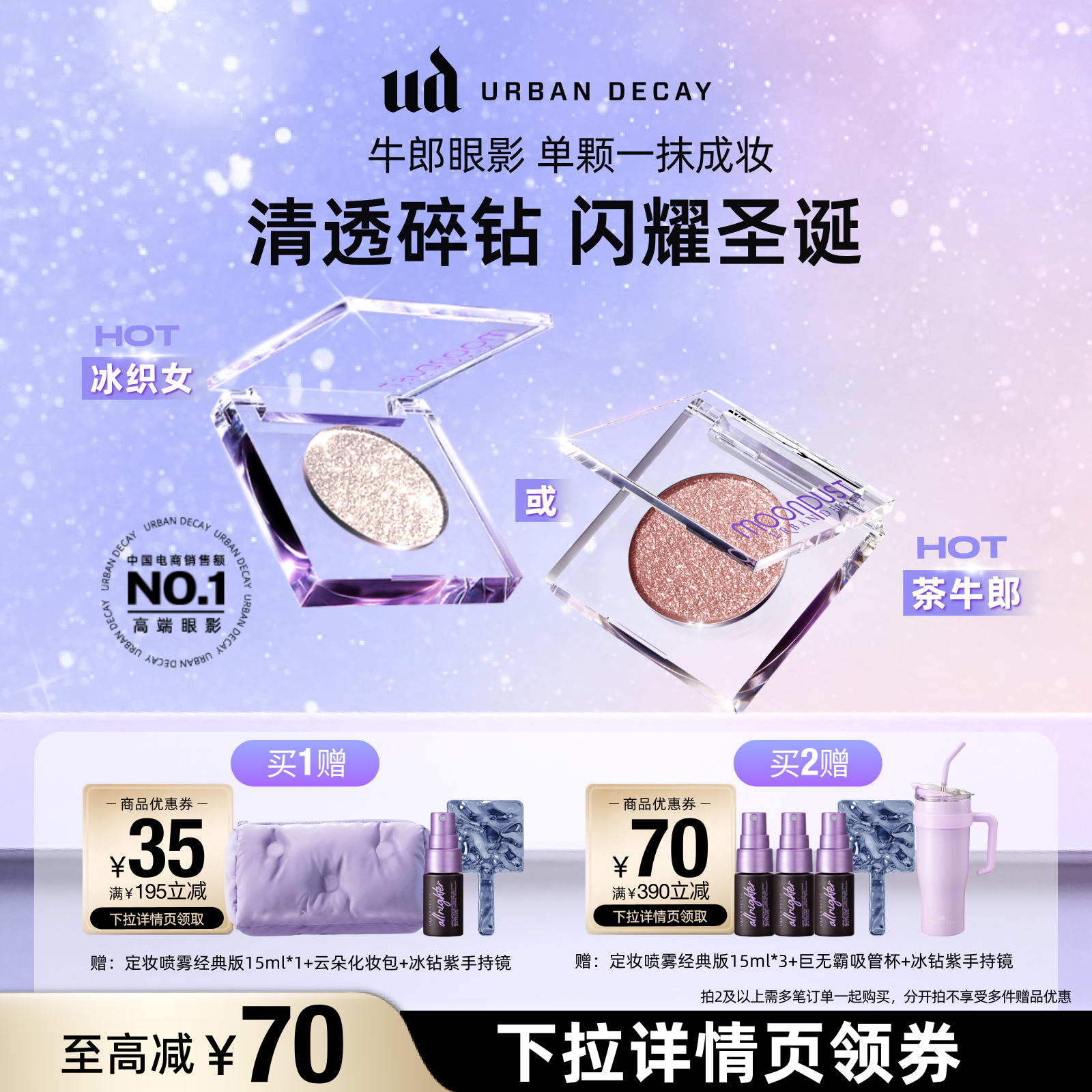 衰败城市UD牛郎眼影单色亮片圣诞