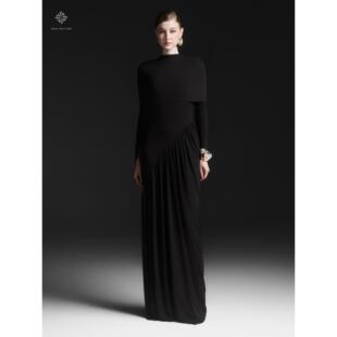 Copains越南品牌Noir Éternel系列褶皱长连衣裙定制 des Maison