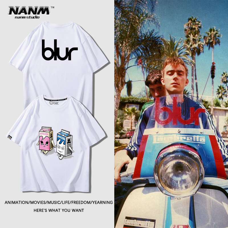 blur模糊乐队t恤男女夏季英国另类摇滚damon albarn milk周边半袖