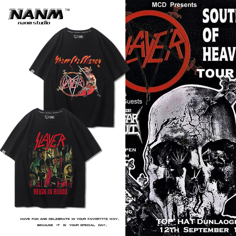 Slayer杀手乐队短袖T恤男夏季vintage美式复古宽松纯棉半截袖