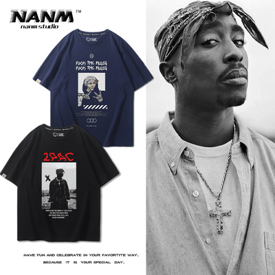 2PAC说唱歌手周边短袖T恤男女夏