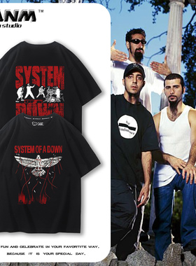 System of a Down堕落体制乐队短袖男夏季欧美金属摇滚印花半截袖