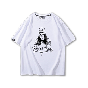 Buckethead鸡桶哥摇滚电吉他个性T恤男女夏季宽松休闲纯棉短袖潮
