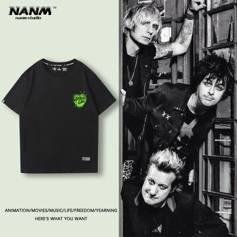 green day绿日摇滚乐队短袖t男生夏季纯棉简约美式朋克风宽松半袖