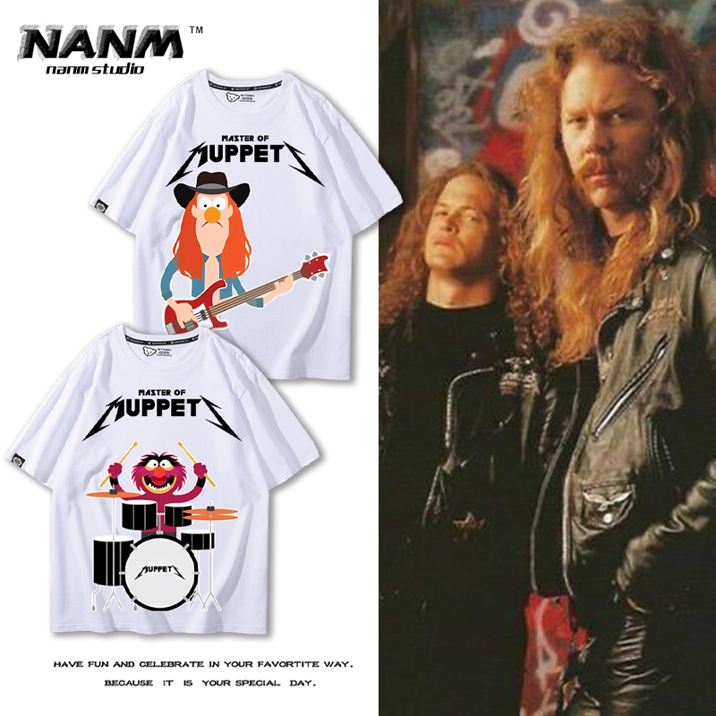 Metallica乐队短袖T恤男女青少年夏季纯棉街头个性印花休闲半截袖