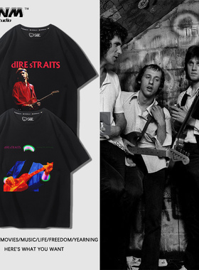 Dire Straits恐怖海峡乐队短袖男夏季布鲁斯摇滚纯棉oversize半袖