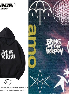 Bring Me the Horizon 金属核乐队卫衣BMTH雨伞印花连帽卫衣男潮