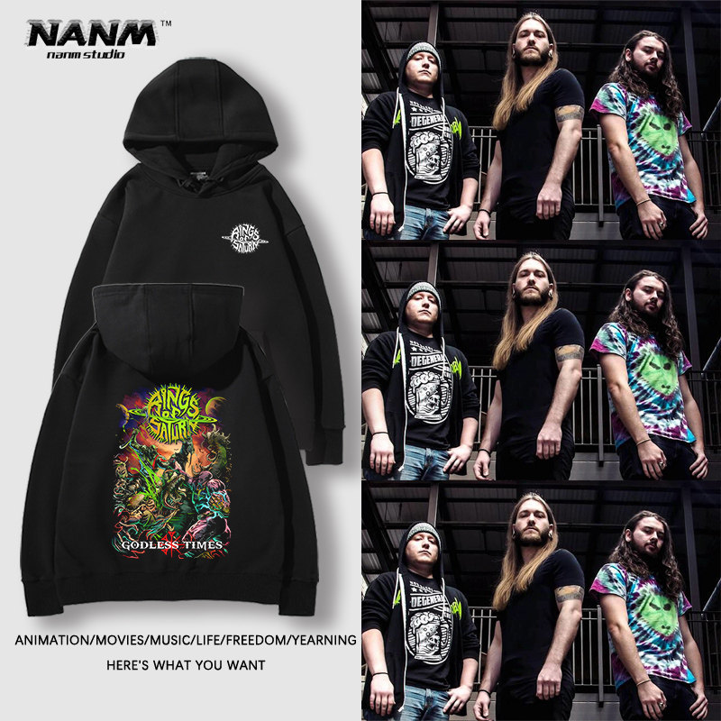 rings of saturn土星环乐队连帽卫衣男秋冬美式死核摇滚加绒外套