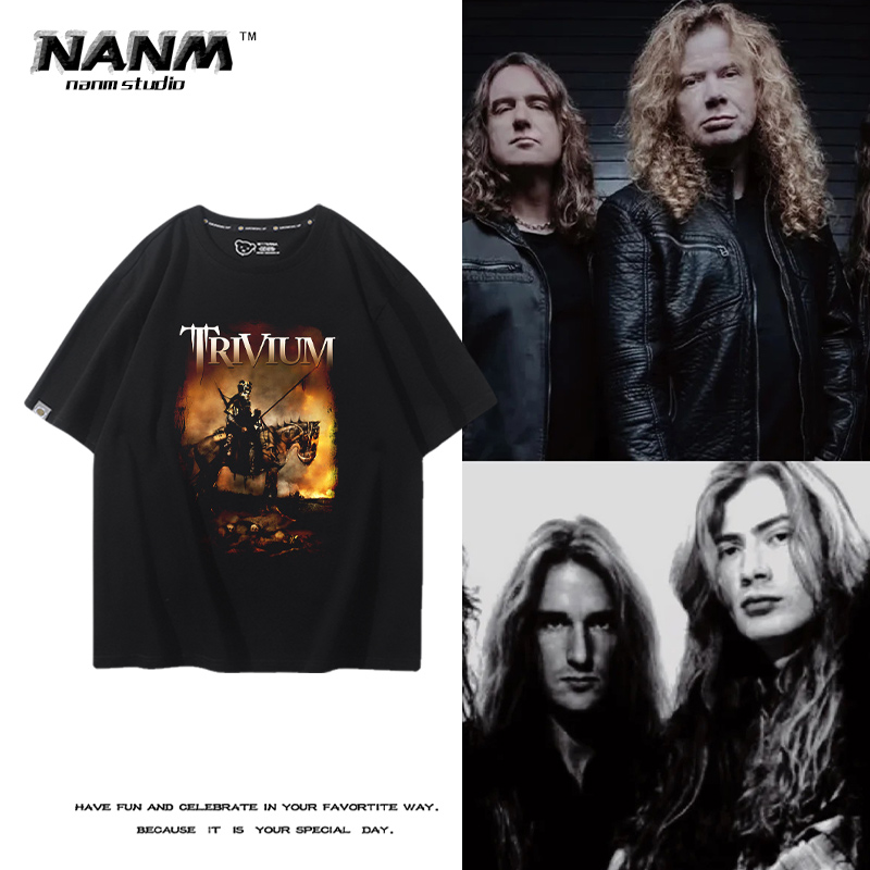 欧美重金属宽松高街宽松T恤衫