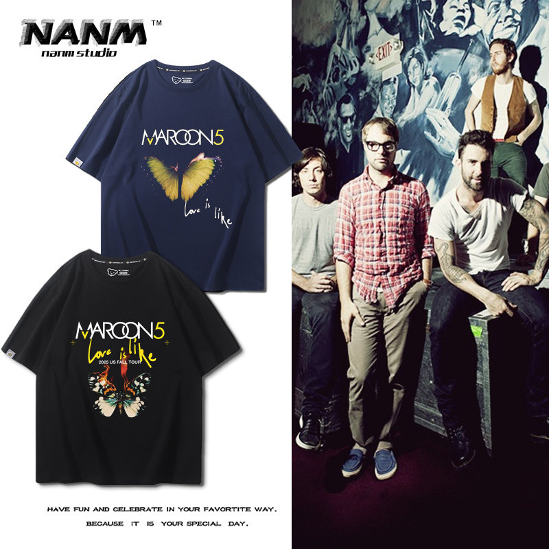 Maroon5魔力红5乐队短袖男夏季