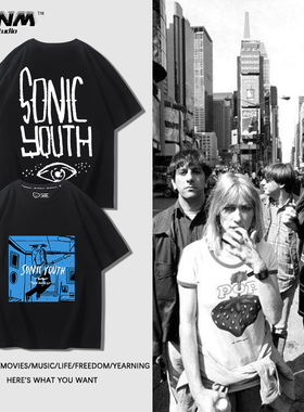 Sonic Youth音速青年乐队短袖男朋克风嘻哈rap复古vintage半截袖
