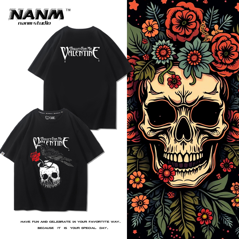 四人金属核乐队短袖男夏季美式复