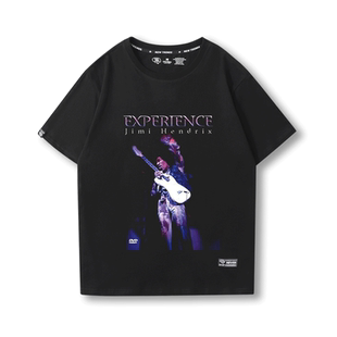 Jimi Hendrix芬达电吉他周边T恤短袖男摇滚乐队吉他手演出服半袖