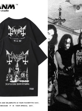 Mayhem残害乐队周边短袖T恤男女款宽松挪威黑金属摇滚乐队半袖t潮