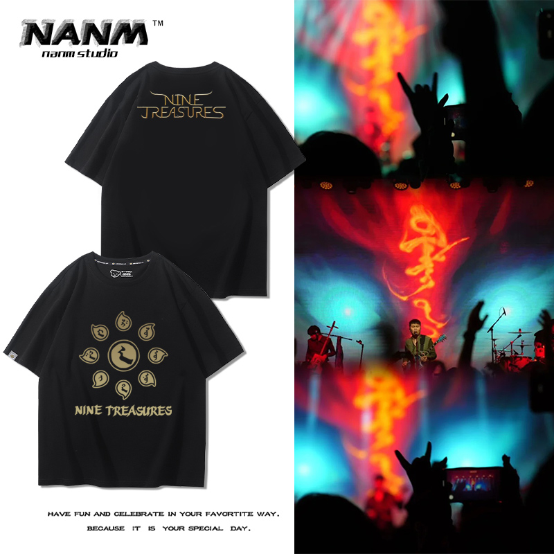 夏季中国摇滚民族风纯棉半截袖