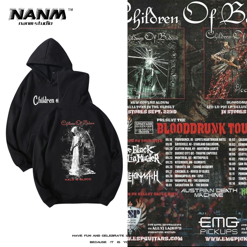 博多之子Children of Bodom摇滚金属乐队卫衣春秋男连帽加绒卫衣