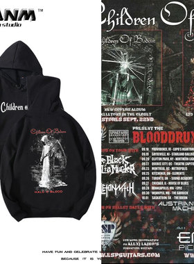 博多之子Children of Bodom摇滚金属乐队卫衣春秋男连帽加绒卫衣
