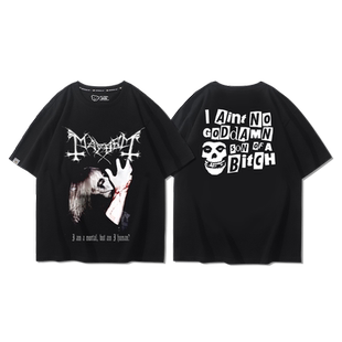 Mayhem残害乐队短袖T恤男女夏季宽松休闲小众暗黑金属摇滚半袖潮