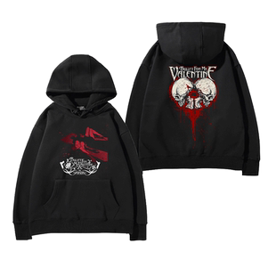 bullet for my valentine金属核乐队周边连帽卫衣男心形玫瑰外套