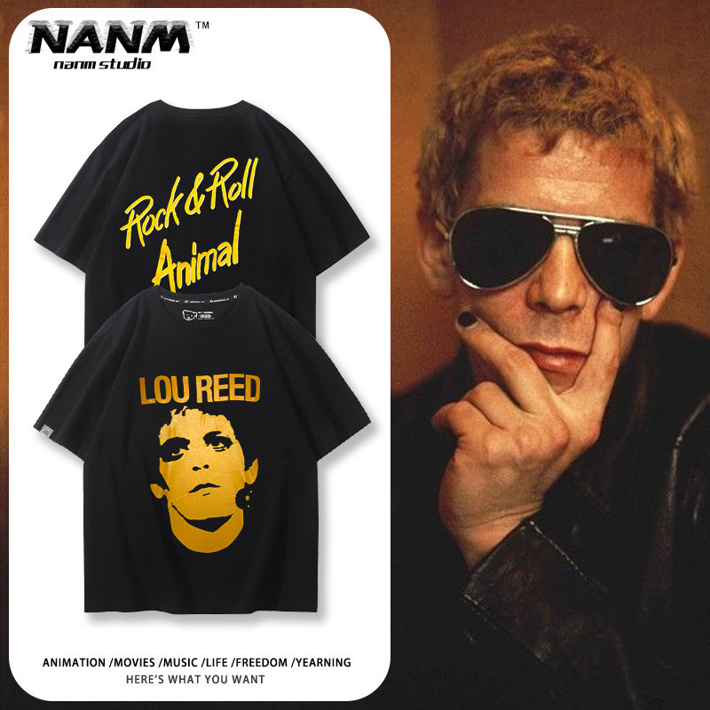 lou reed娄里德地下丝绒乐队短袖男夏季欧美摇滚风街头潮流半截袖