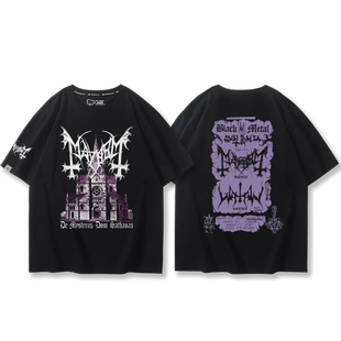 Mayhem乐队周边短袖男女夏季挪威黑金属暗黑小众纯棉舒适宽松T恤
