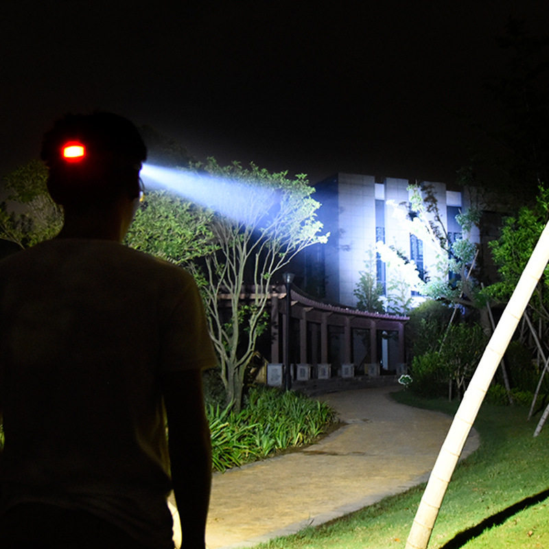 T6升级恒流L2黄光LED远射强光可伸缩变焦充电V9感应头灯夜钓