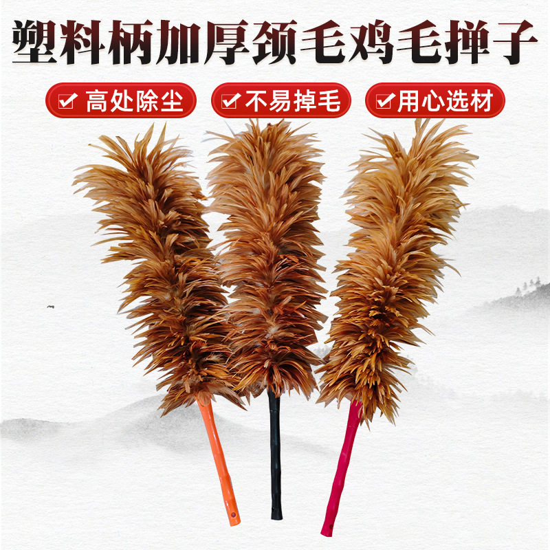 塑料柄加厚颈毛鸡毛掸子清洁家用除尘掸鸡毛掸子汽车桌面除尘掸
