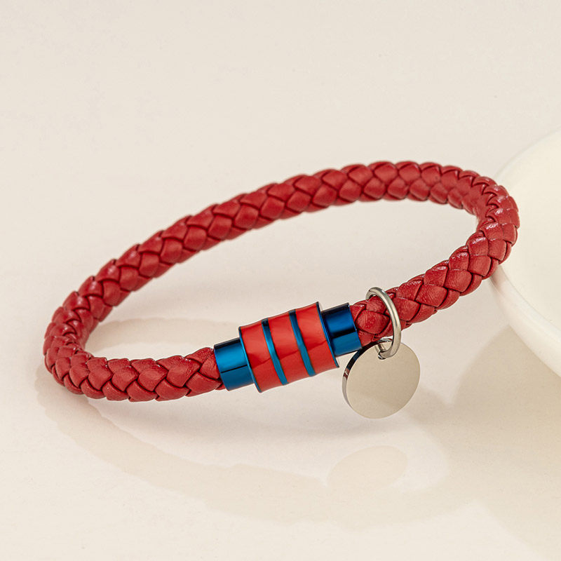 原创设计运动男生本命年真皮手链男士轻奢编织手环简约高级感皮绳