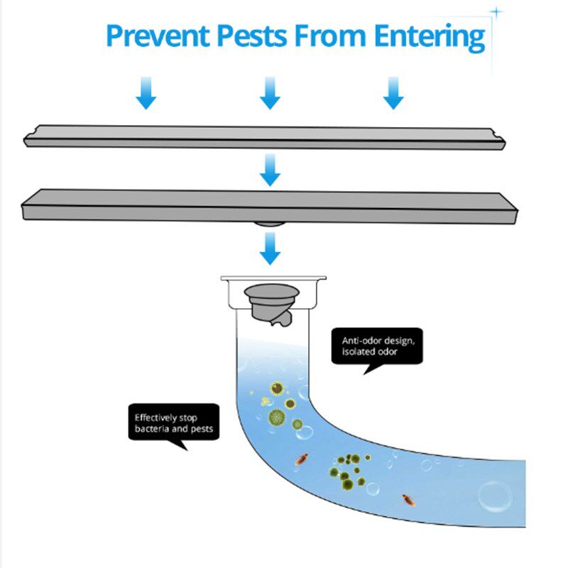 linear channel floor drain gate 60cm stainless steel deodori
