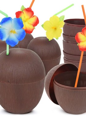 6Pcs Tropical Pineapple Coconut Drinking Cup Juice Cups