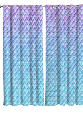Beautiful Mermaid Scales Window Treatments Curtains Valance