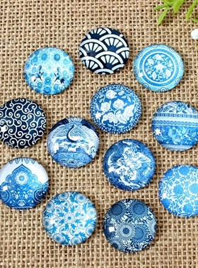 blue and white porcelain Mosaic Printed Picture Glass Half R