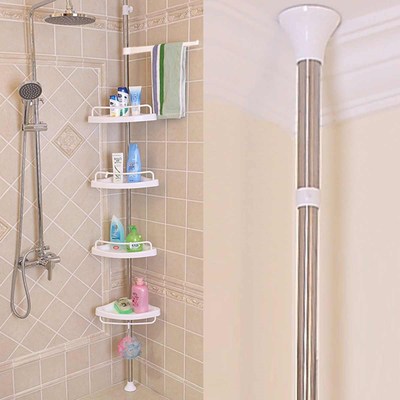 4 Tier Adjustable Telescopic Bathroom Corner Shower Shelf Ra