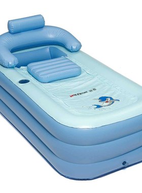 Blue Portable Folding Inflatable Air Bathtub for  Children W