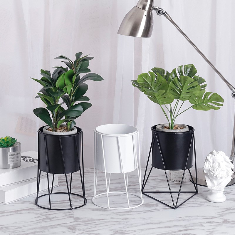 Flower-Pot Desktop-Planters Balcony Home-Decoration Metal Cr
