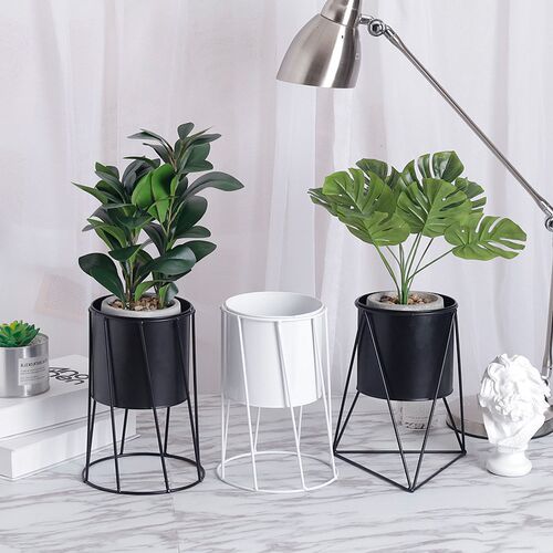 Flower-Pot Desktop-Planters Balcony Home-Decoration Metal Cr