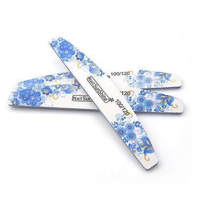 New 5pcs Nail Files 100/120 Nail Buffer Manicure Moon Boat