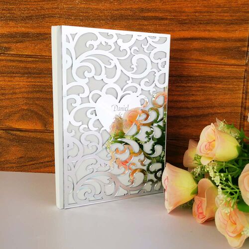 Custom MrMrs Wedding Signature Guest Book White Blank Inner