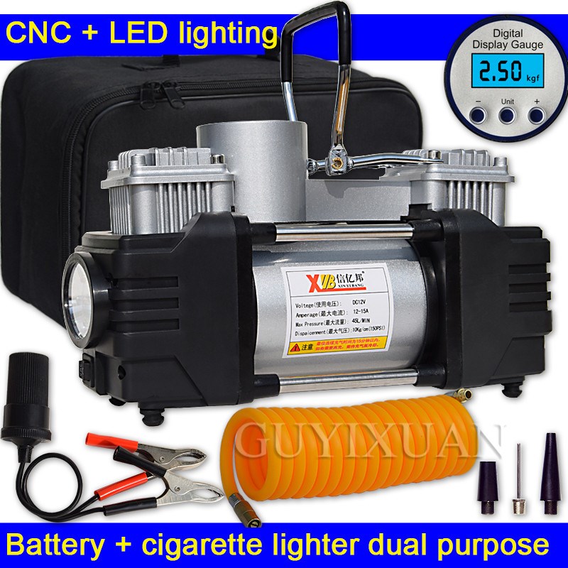 Double cylinder car air pump 12V high pressure portable car