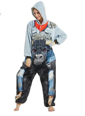 HKSNG New Monster Bull Onesie Kigurumi Flannel With Zipper