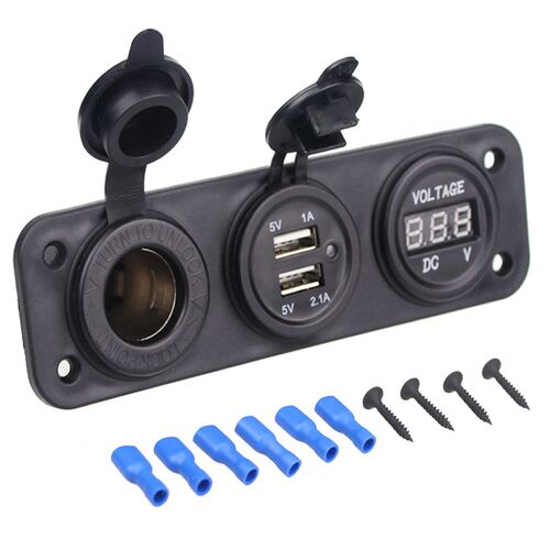New Motorcycle Car Charger Plug Dual USB Adaptor+12V/24V Ci