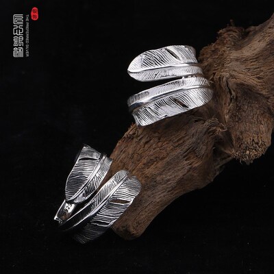 S925 sterling silver Goro Takahashi feather ring men and wom