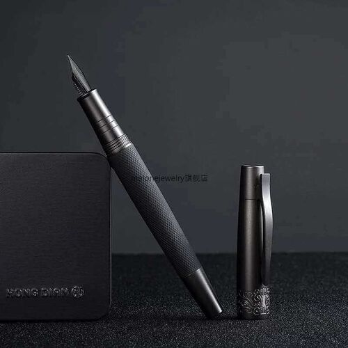 Hongdian 6013 Black Metal Fountain Pen Ink Pen itanium Blac