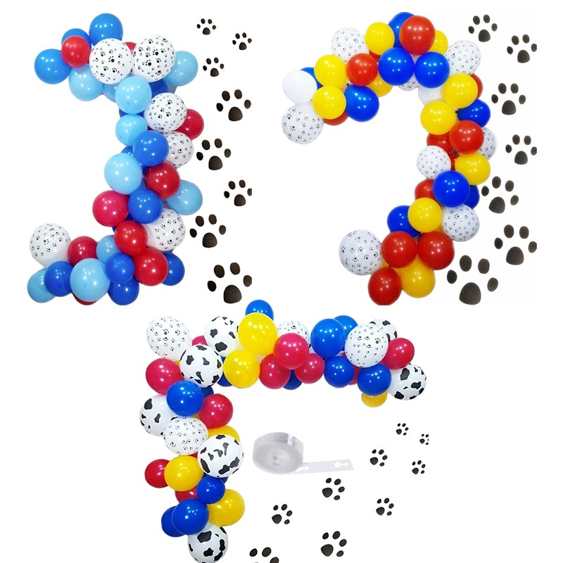 1set Paw Cow Balloons Arch Balloons Red Blue Yellow Globos