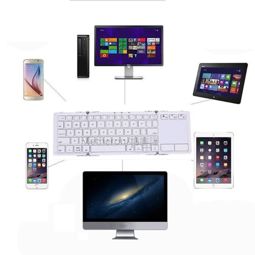 White Ultra Thin Metal Mini Bluetooth 3.0 Folding Keyboard T