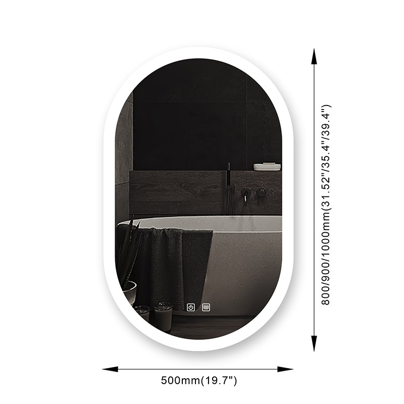 50x80cm Smart Oval Makeup Bathroom Mirror High Quality Refec