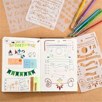 12/20 PCS Bullet Journal Stencil Set Plastic Planner DIY