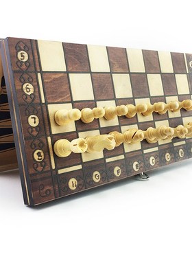 Super Magnetic Wooden Chess Backgammon Checkers 3 in 1 Chess